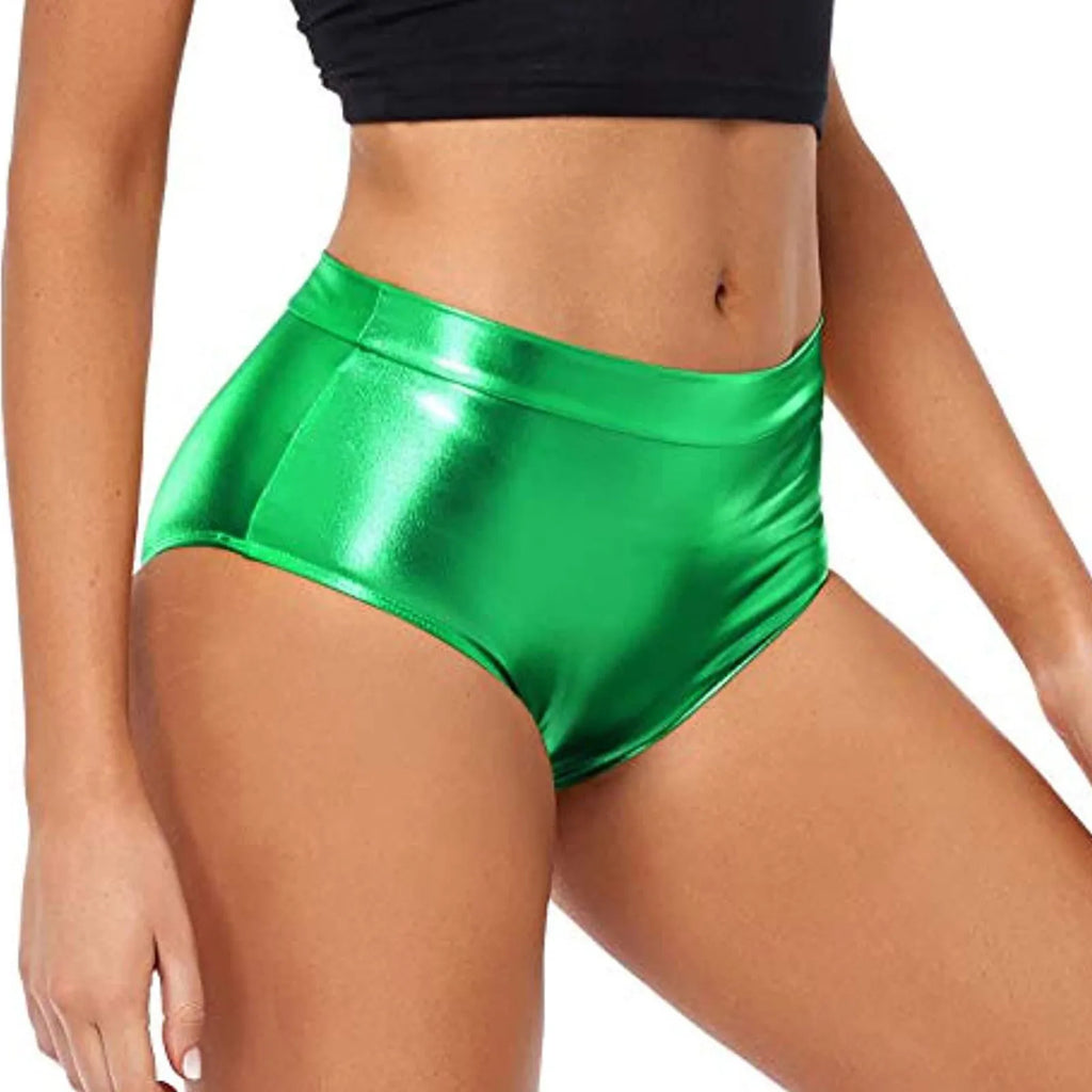 Women's Shiny Booty Shorts Faux Leather Hot Pants Rave Dance Festival Bottoms Pole Dancing Performance Shorts Party Clubwear