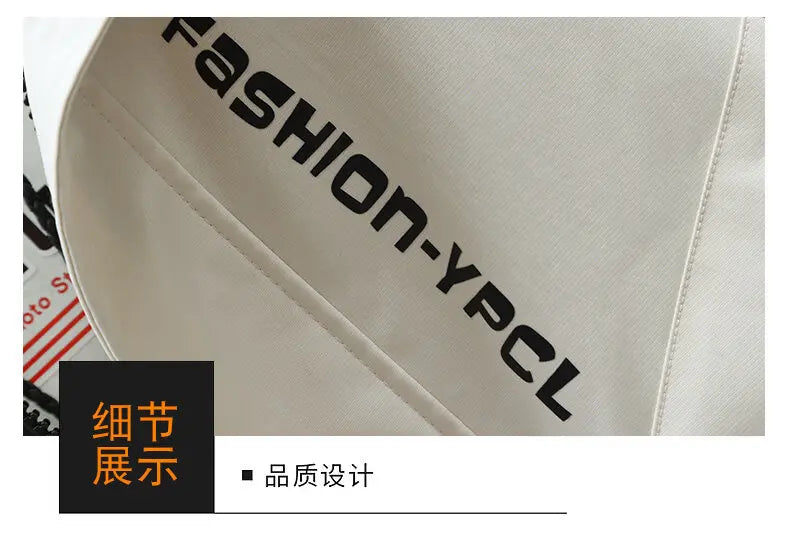 Men's High Streetwear Fashion Hooded Jackets 2026 Spring Autumn Loose Casual Coats Youth Outdoor Sports Windbreaker Top Clothing