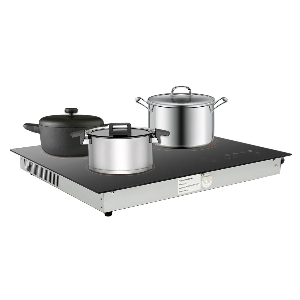 NEWEST Ceramic Cooktop, Electric Cooktop, 3 Burners Radiant Electric Stove Top with Timer, Child Safety Lock, Sensor Touch Control, 2600W 110V