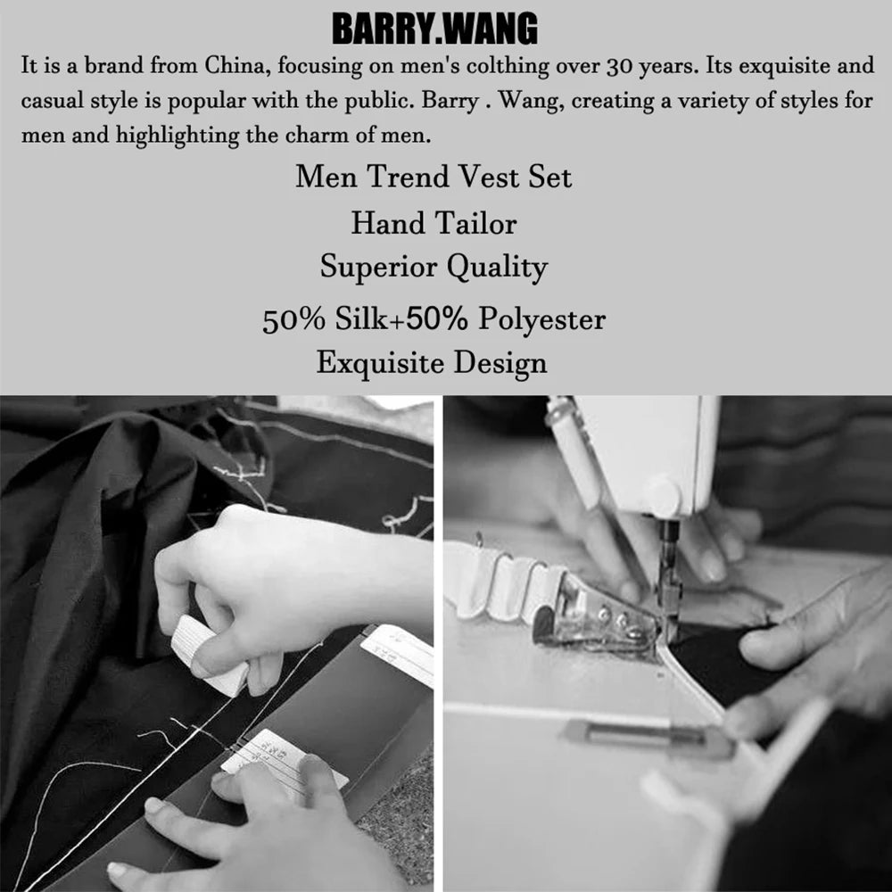 Designer Vest for Men Purple Embroidered Silk Waistcoat Tie Pocket Square Set Wedding Formal Male Suit Party Barry Wang