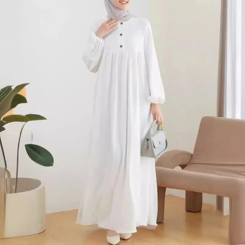 Stylish Casual Robe Bubble Sleeve Dress