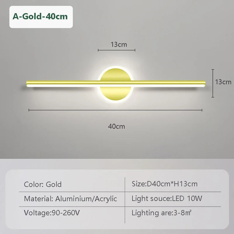 Modern LED Wall Lamp Black Mirror Light Dresser Bathroom Toilet  Long Strip Lamps Home Decor 40/60/80CM Led Lighting Lustre