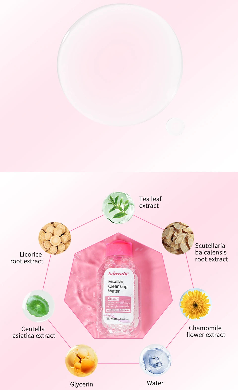 100ml Micellar Cleansing Water Makeup Remover Liquid For Face Eyes Lips Deep Cleansing Refreshing Non Tight Gentle Daily Facial Skin Care Cosmetics