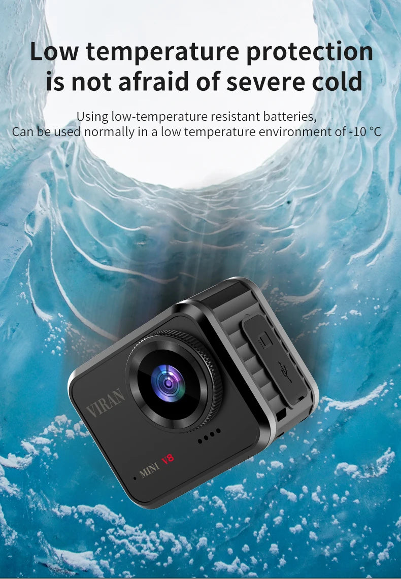 Mini HD Action Camera with 1.54 Inch Screen Long Battery Life Portable for Cycling Outdoor Recording Includes 128GB Memory Card
