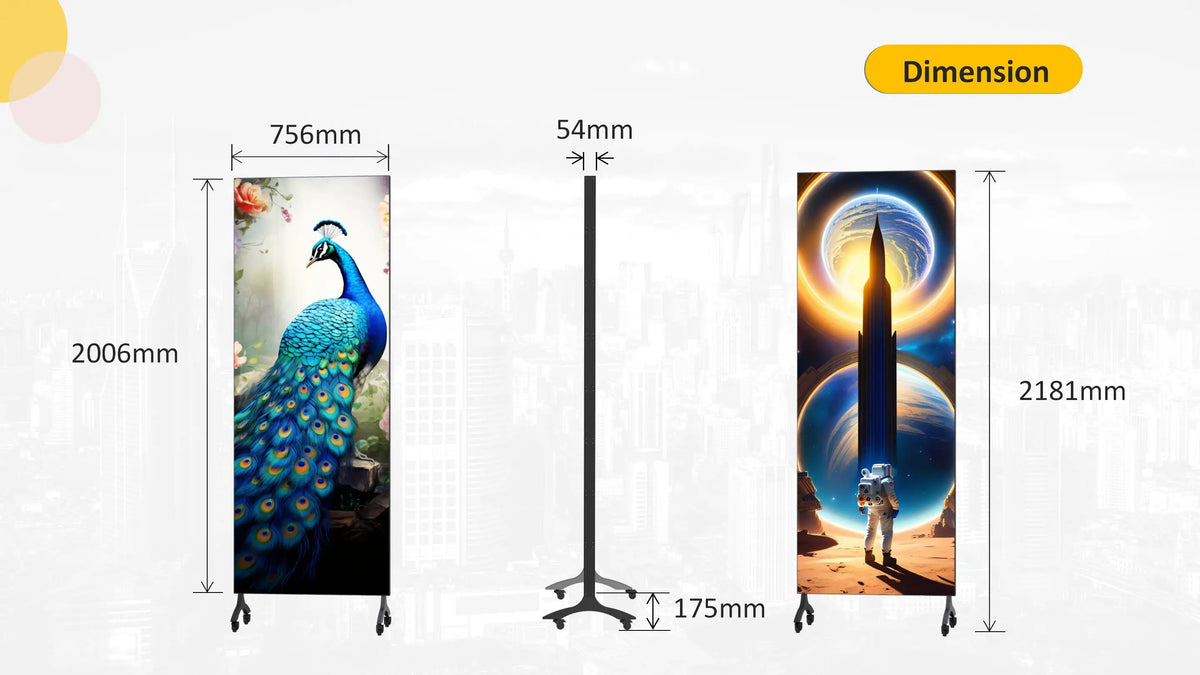 G-T5 Series Smart Poster LED Screen Double-Sided Indoor 750x2000mm High-End Movable Vertical Display P1.25/1.56/1.9/2.5/2.6/2.9