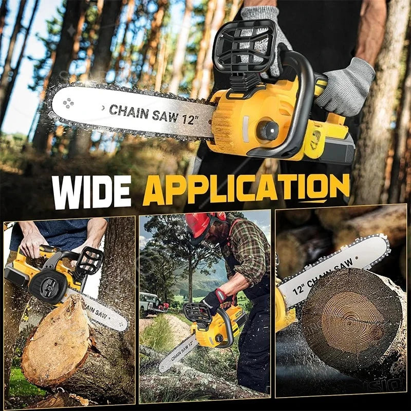 Cordless Battery Saw Portable Garden Woodworking Power Tool For  20V Battery Pin 1200W 12 Inch Brushless Electric ChainSaw