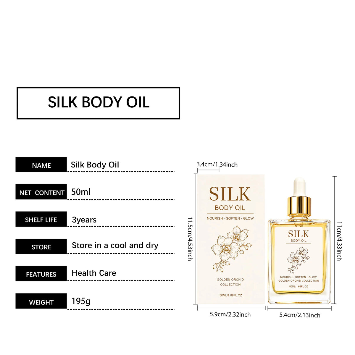 Silk Body Oil Perfume Oil Visibly Firming Anti Aging Moisturizing Instantly Improve Elasticity Non-Greasy Face Body Essence Oil