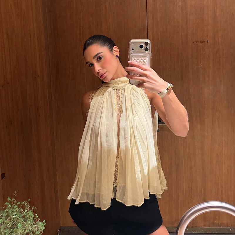 Elegant Short Sleeve Hollow Out Maxi Dresses Fashion Lace Patchwork Women Chiffon Dress 2026 Summer New Lady V Neck Long Robes