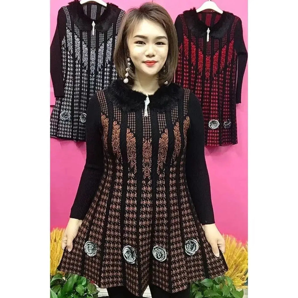 Autumn Winter New Mother Knitted Dress Large Size Thicken Loose Pullover Female Sweater Dress Mid-length Women Bottoming Shirts