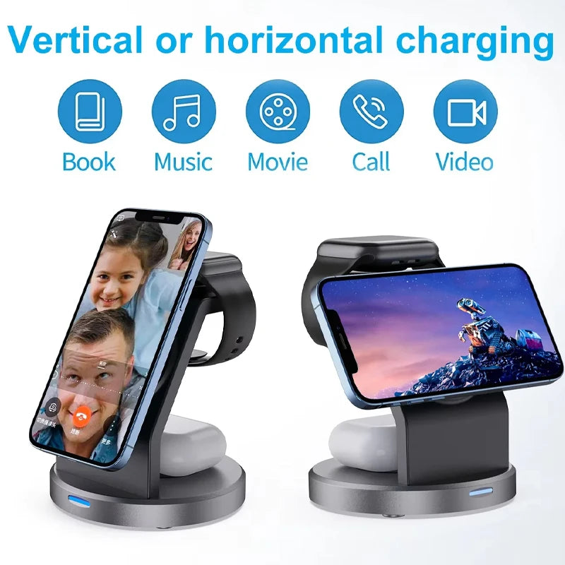 Wireless Charger Stand PFor iPhone 17 16 15 14 13 12 Pro Max Apple Watch 8 7 6 AirpodsMagnetic ad Fast Charging Station Dock