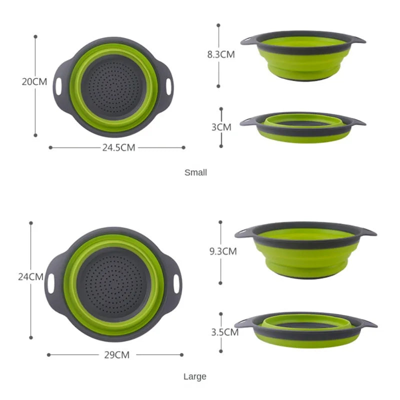 Silicone Vegetable and Fruit Cleaning and Drainage Basket  Cleaning Basket 1PCS Folding Water Filter Net Kitchen Gadgets