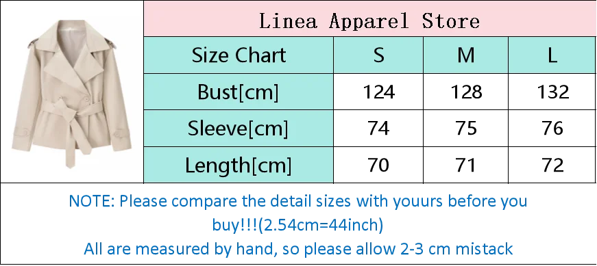 Khaki Lace Up Cape Trench Coat Loose Solid Full Sleeve Lapel Windbreaker 2026 Autumn New Fashion Commute Casual Daily Coats
