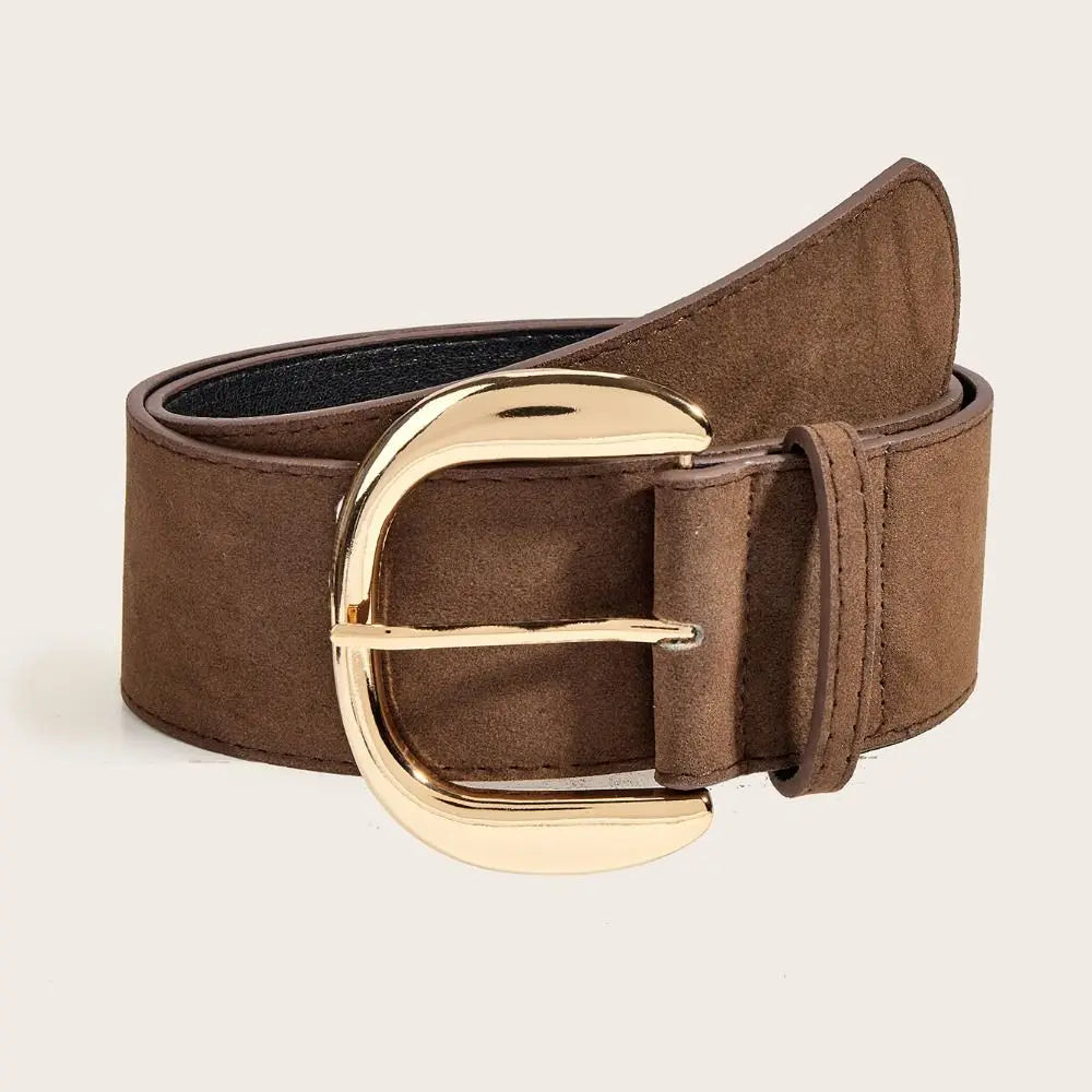 Retro Maillard Styles Suede Leather Wide Belt Trendy Casual Pin Buckle Waistband Luxury Design Versatile Business Waist Strap