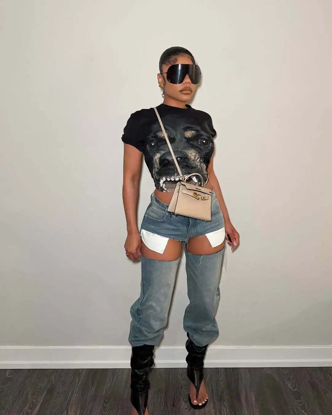 FAGADOER Y2k Sexy Hollow Out Denim Pants Women Solid Color Hole Patchwork High Waist Jeans Female Streetwear Bottoms 2025 New