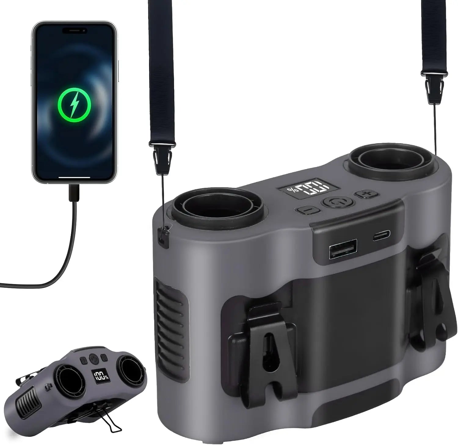 2026 New Upgrade 42H Portable Waist Fan, 28000mAh Rechargeable Wearable Belt Fans, 16000 RPM Cooling Neck Body Powerful Shirt