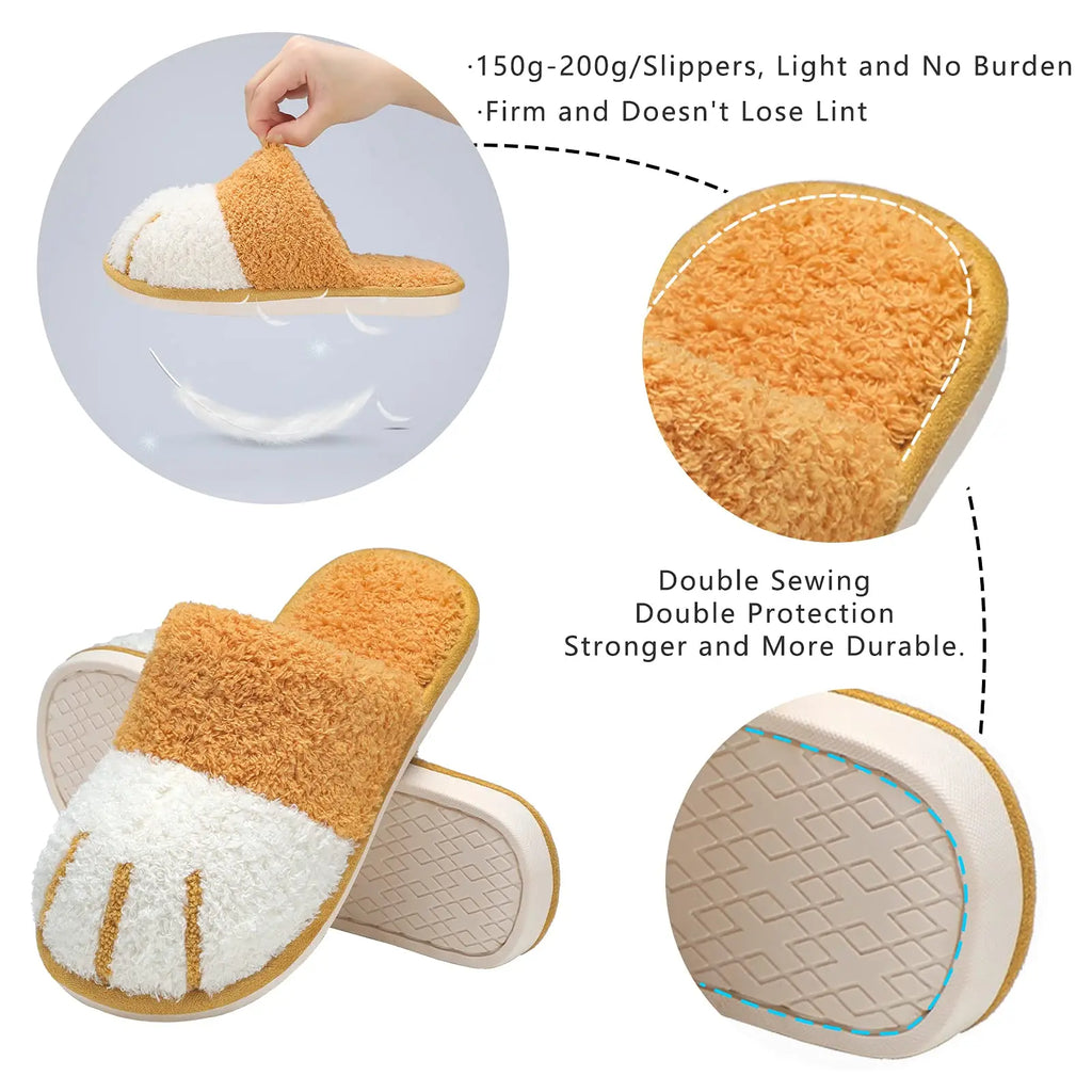 Crestar Women's Cat Paw Cozy Slippers Indoor Warm Gifts for Women Men with Memory Foam Trendy Cute Fuzzy Winter House Shoes