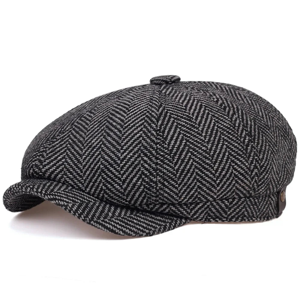 Retro spring and autumn casual wool British octagonal hat men's duck tongue Hat Beret men's autumn and winter women's daily chil