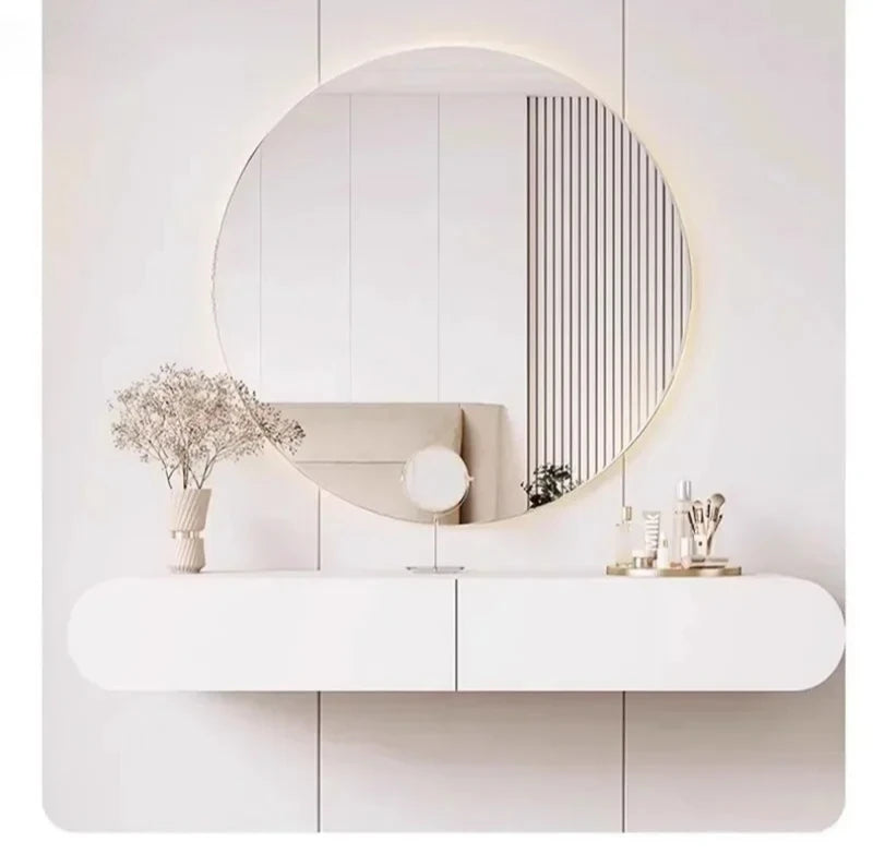 Cream suspended dressing table modern minimalist bedroom dressing table wall mounted dressing table mirror combination u q
