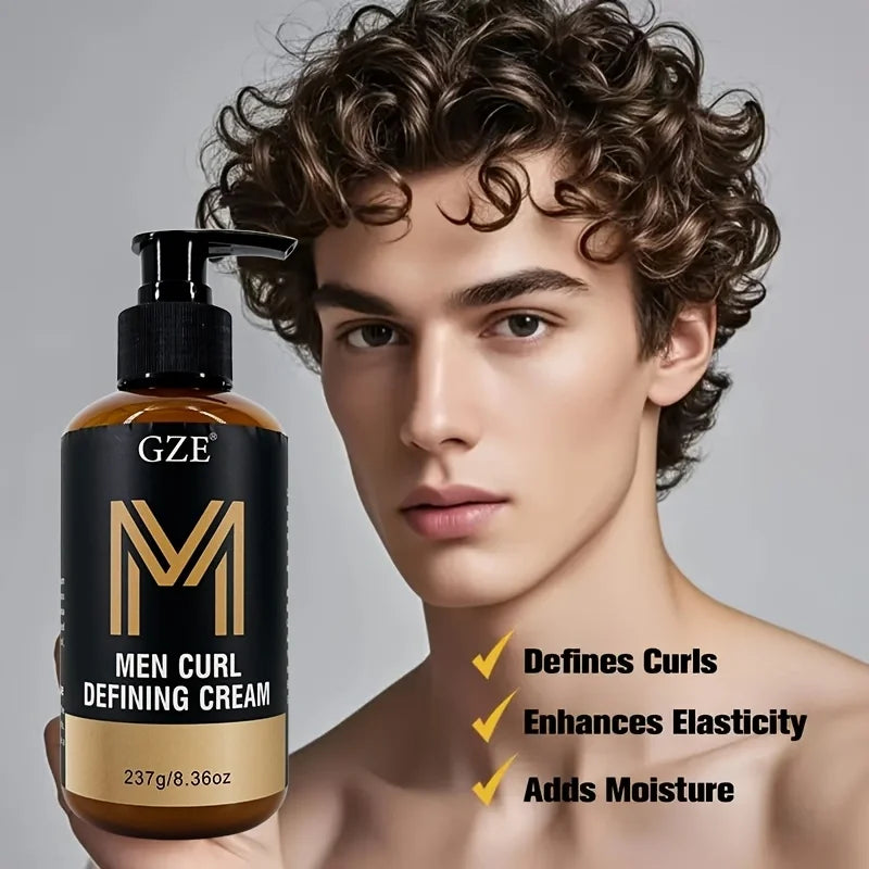 GZE Men Curl Defining Cream - Defined Bouncy Cue Curls Waves - Enhances Curl Definition and Hydrates Hair Frizz RLS and Frizz