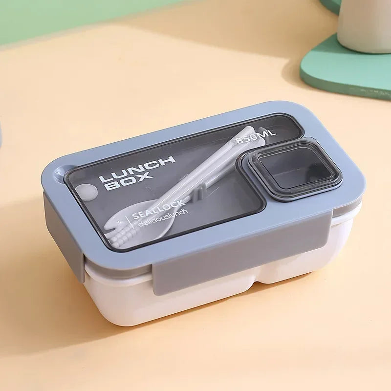 850ml/1100ml Lunch Box Microwave Portable Bento Boxes with Tableware for Kids School Leakproof 4 Grid Food Snack Containers