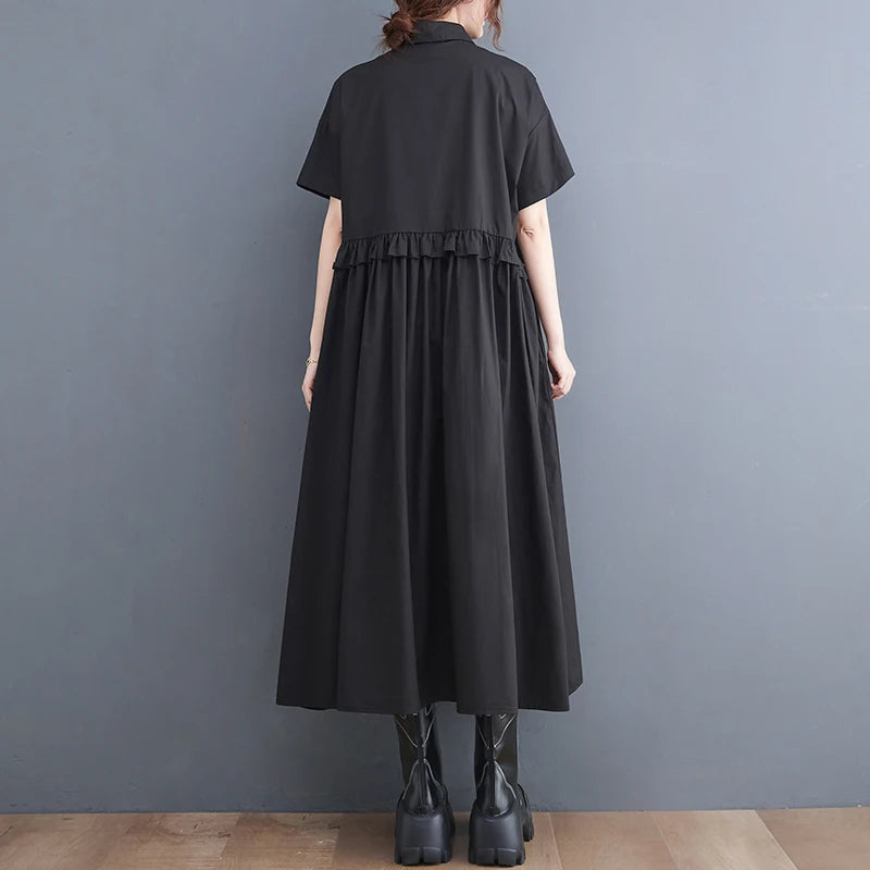 Ele irt Dr with Ruffle Design And Advanced Sense Spring Summer New Arrival Korean Sle Cotton Long Skirt for Women