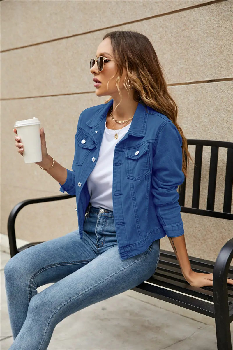 2025 Fashion Slim Fit Lapel Denim Jacket Europe and America