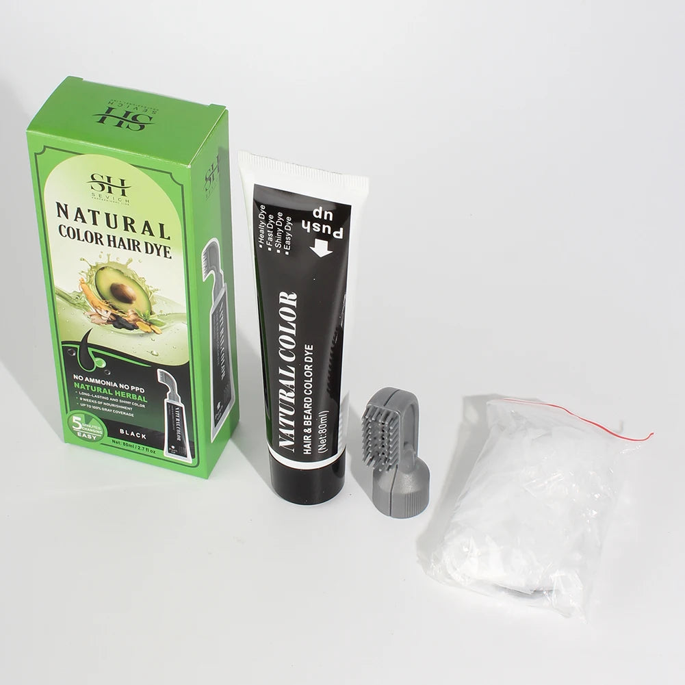 Avocado Fast Hair Dye Black Shampoo with Comb 80ml Black Hair Dye Shampoo with Comb Non-irritating Repair Gray White Hair Care
