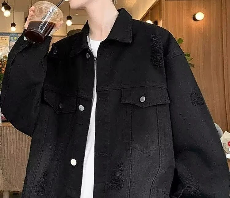 Washed Ripped Denim Jacket Men's 2026 Spring and Autumn Jacket Casual Trend