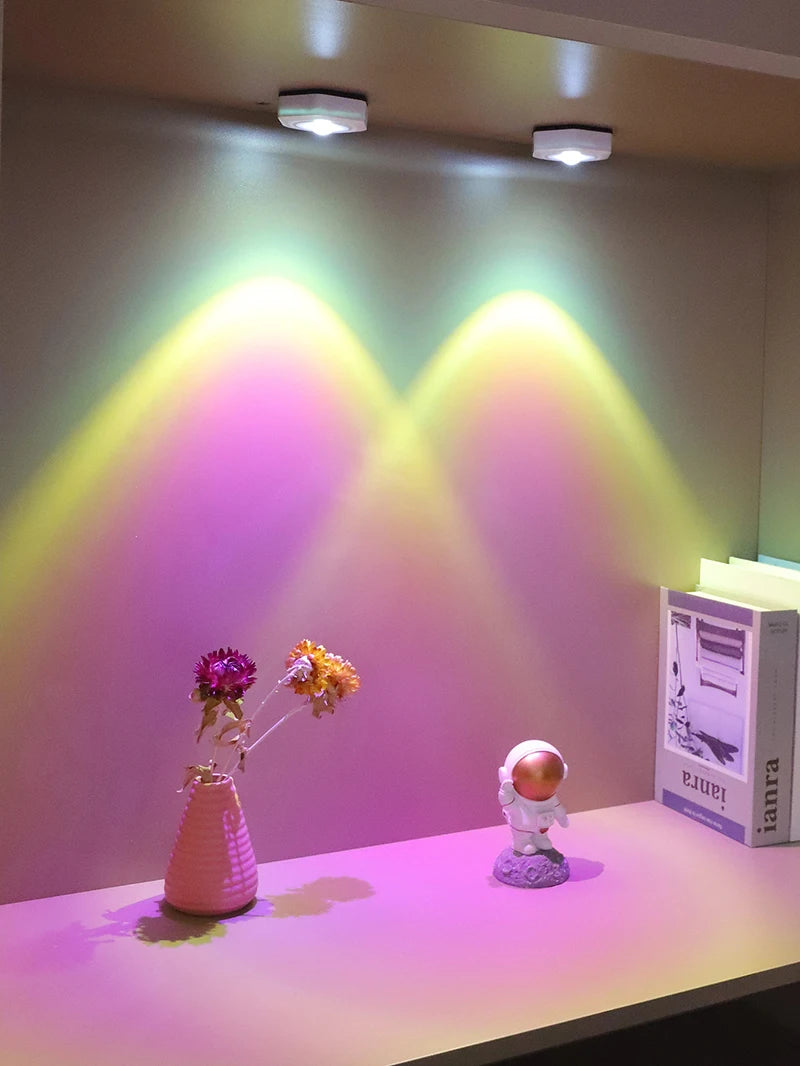 Creative Hexagonal Cat Eye Under Cabinet Light Sunset Red Projection Sunset Lamp Battery Powered Touch LED Decorative lights