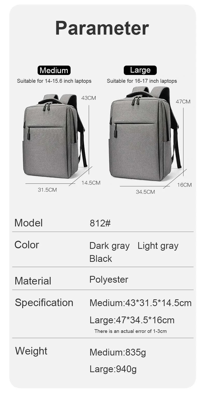 Laptop Backpack 17.3 inch Large Capacity Travelling Backpacks Waterproof Laptop Bag 15.6 17.3 Multi-pockets Men's Backpack