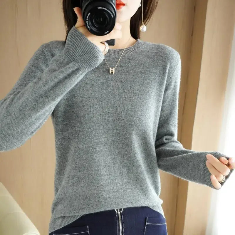2026 Women Sweater Spring Autumn Long Sleeve O-neck Pullovers Warm Bottoming Shirts Korean Fashion Sweater Knitwear Soft Jumpers