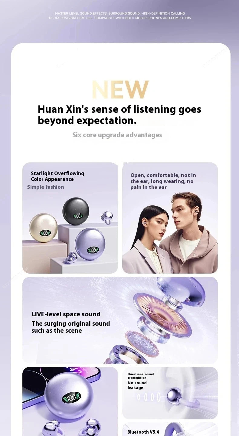 Wireless Bluetooth Earphones Clip-on Q71 Earphone High Sound for Xiaomi Earbuds Led Display Headphones Music Sports Headset