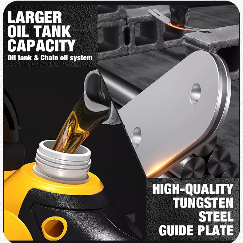 12-inch Two-hand Brushless Electric Chain Saw Automatic Lubrication System Portable Garden Logging Tool For Dewalt 20v Battery