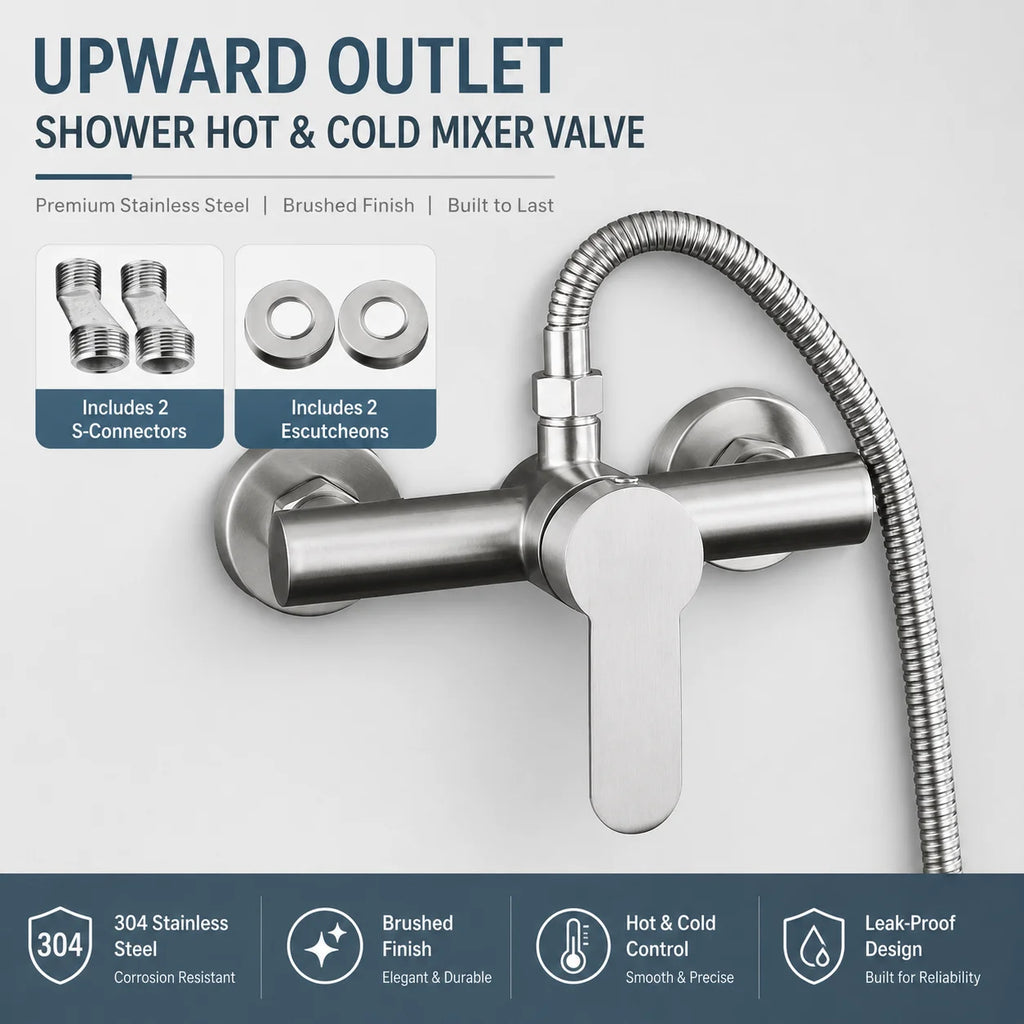 Stainless Steel Concealed Shower Mixer Valve Wall Mount Hot Cold Water Mixing Tap for Bathroom
