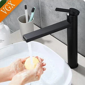 VGX Bathroom Faucets High Basin Mixer Sink Tall Faucet Gourmet Washbasin Taps Water Tap Hot Cold 360° Tapware Crane Brass Black