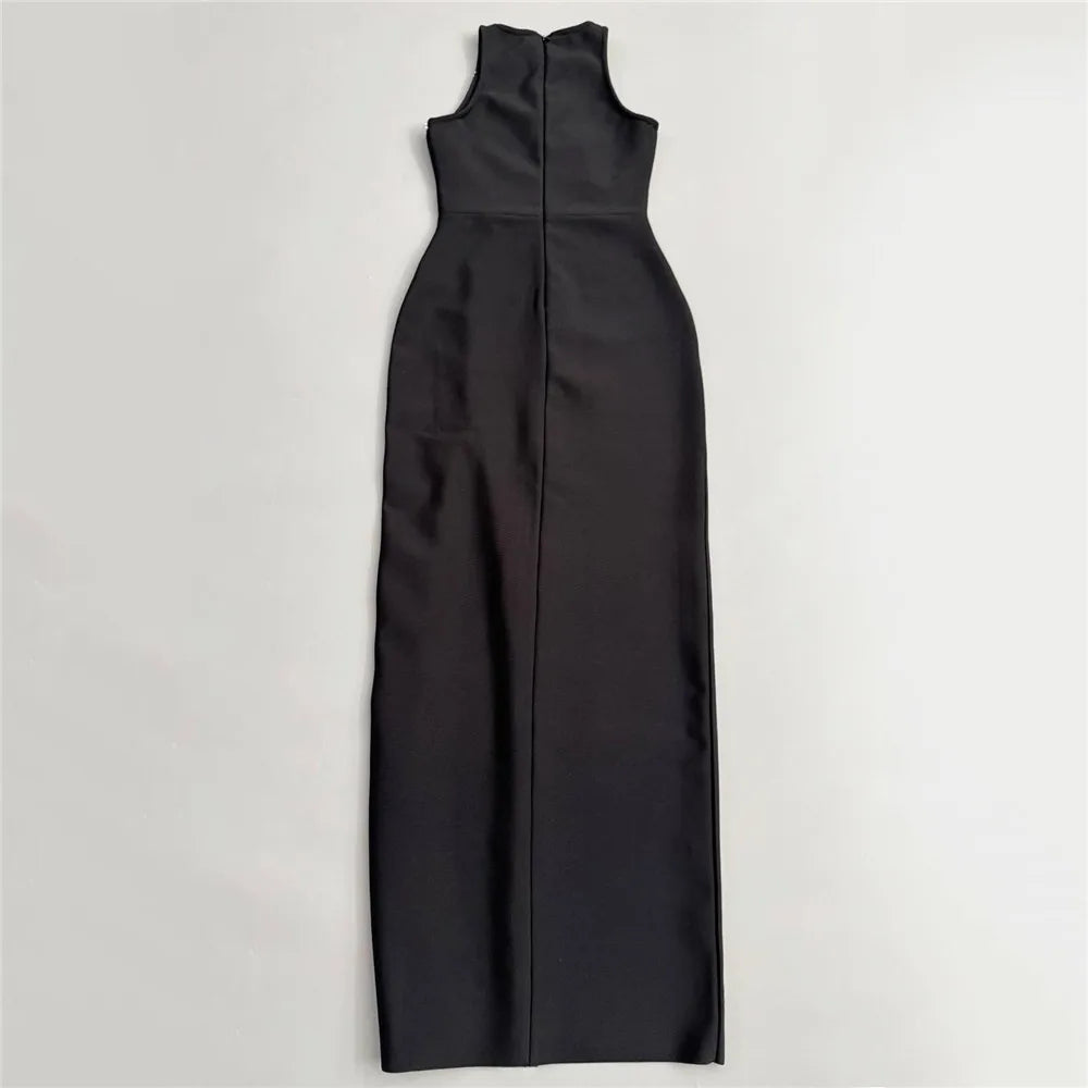 Women Fashion Pearl Bandage Dress Sexy Beading Sleeveless Clothes Celebrity Party Elegant Dresses