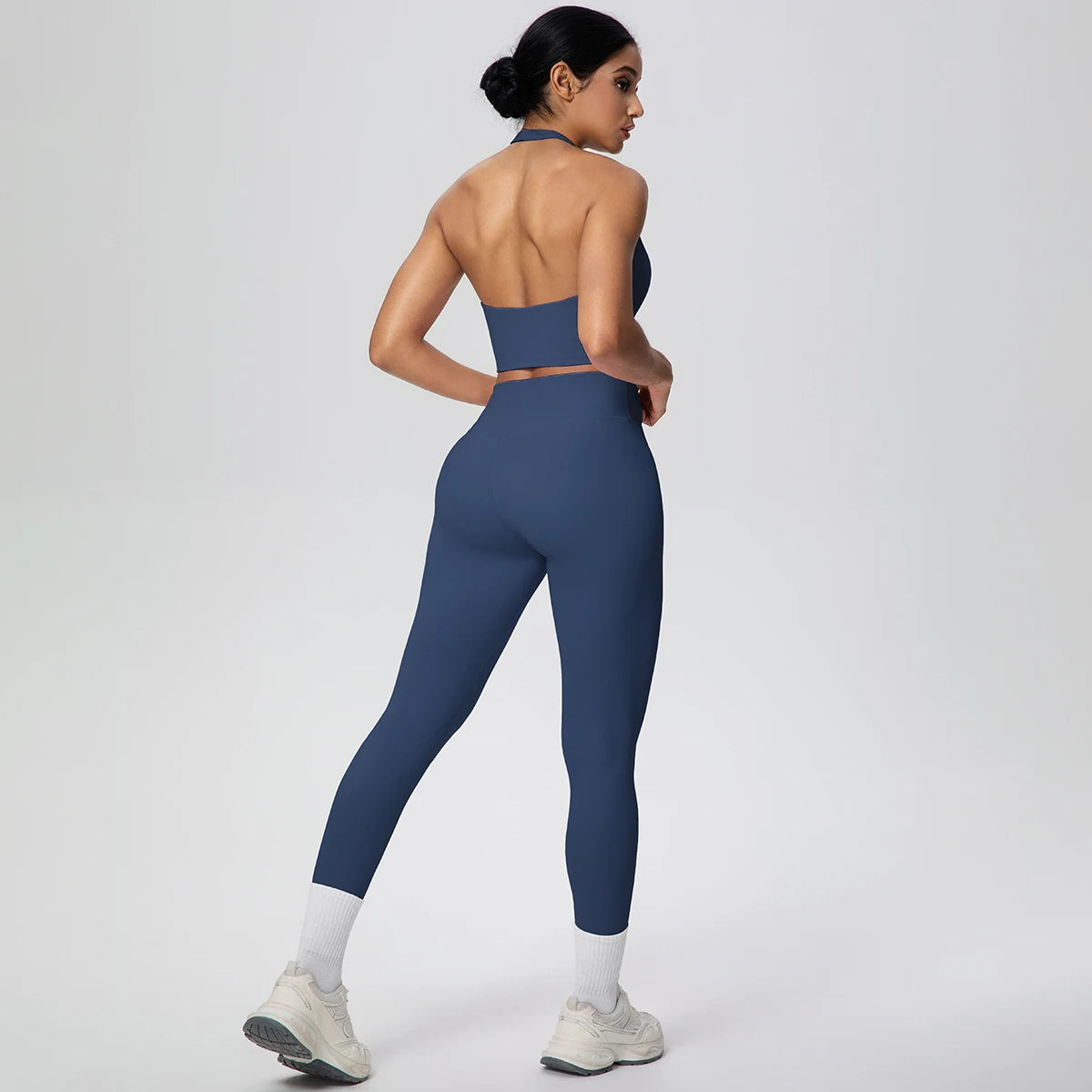 2PCS/set Yoga Set for Woman's Sexy Backless Halter Bra Sports Top Quick Drying Legging Summer Gym Fitness Pants Yoga Set