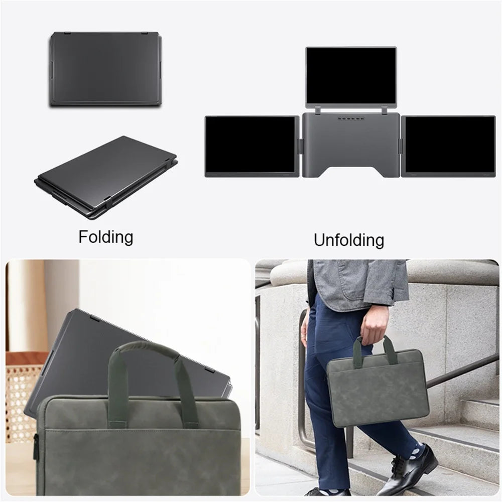 Rospider 14 to 18.5 inch Triple Screen Extender Laptop Monitor FHD Quad Display Portable Foldable Extended for MacBook Windows