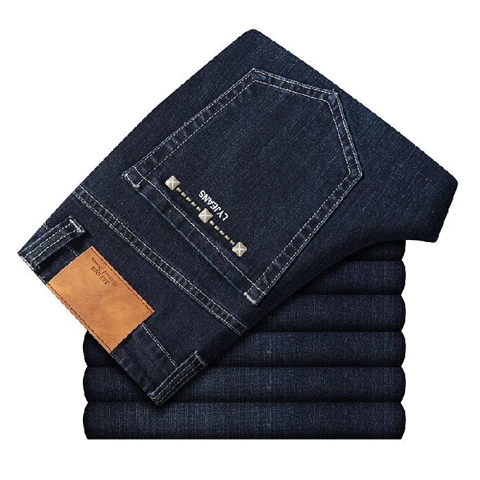 Cotton Men's Jeans Denim Pants Brand Classic Clothes Overalls Straight Trousers for Men Black Oversize Large Size 35 40 42 44 46