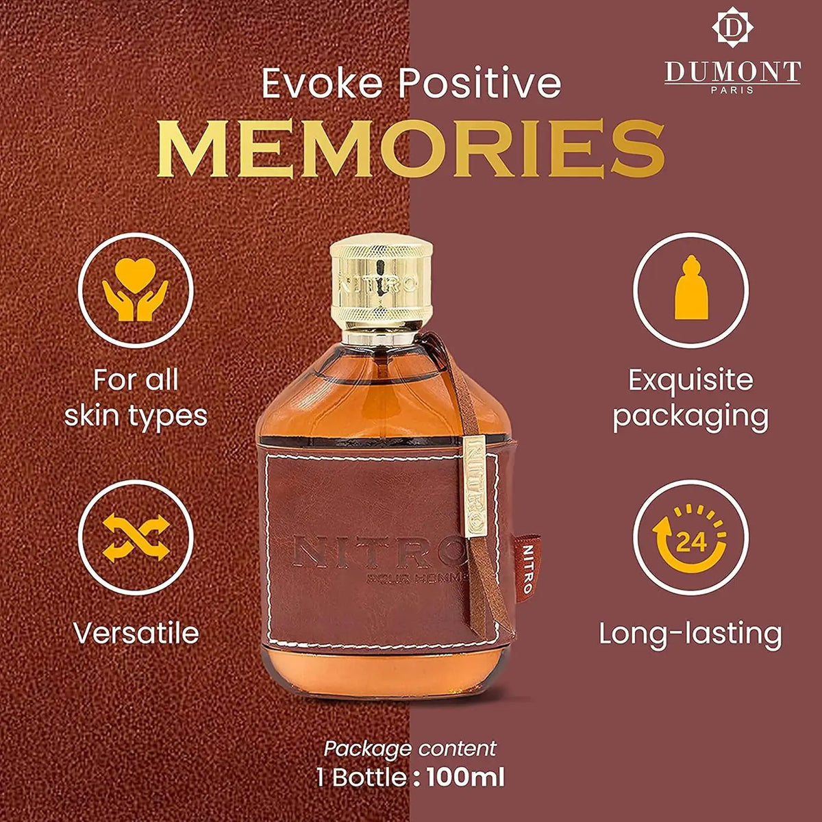 100ml Dumont Long-Lasting Pheromone Perfume | Premium Middle Eastern Fragrance for Men | Dubai & Arab Inspired Luxury Scent