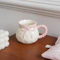 1Pc Ceramic Cup with Bowknot Design, Small Capacity Coffee Cup with Bowknot Handle, Household Daily Drinking Cup, Suitable for Afternoon Tea and Black Tea, Suitable for Espresso Cups in Restaurants and Cafes, Gift for Giving