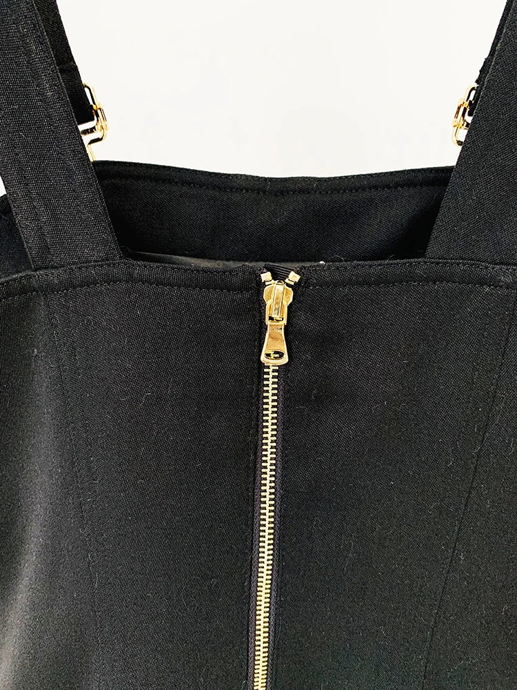 HIGH STREET Newest 2026 Summer Fashion Star Style Designer Women's Lion Buttons Pinafore Dress