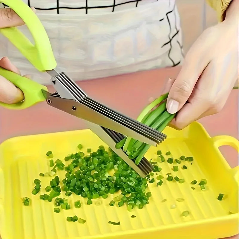 1/2pcs 5-layer Scallion Scissors Stainless Steel Multifunctional Shredded Paper Cutter Vegetable Onion Shears Kitchen Gadgets