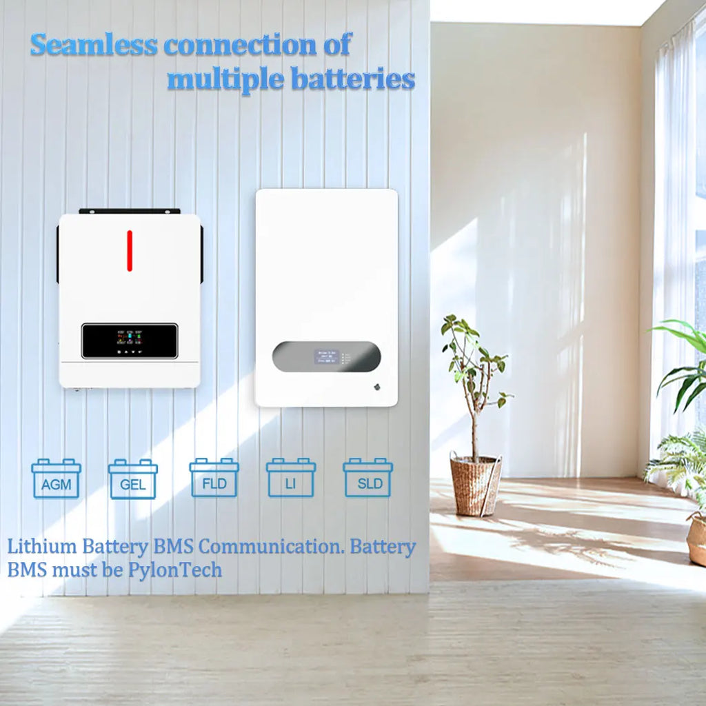 Y&H 4.2KW Hybrid Solar Inverter 24V 220V On/Off Grid Inverter Pure Sine Wave Inverter MPPT 120A Solar Charge Controller BMS WiFi