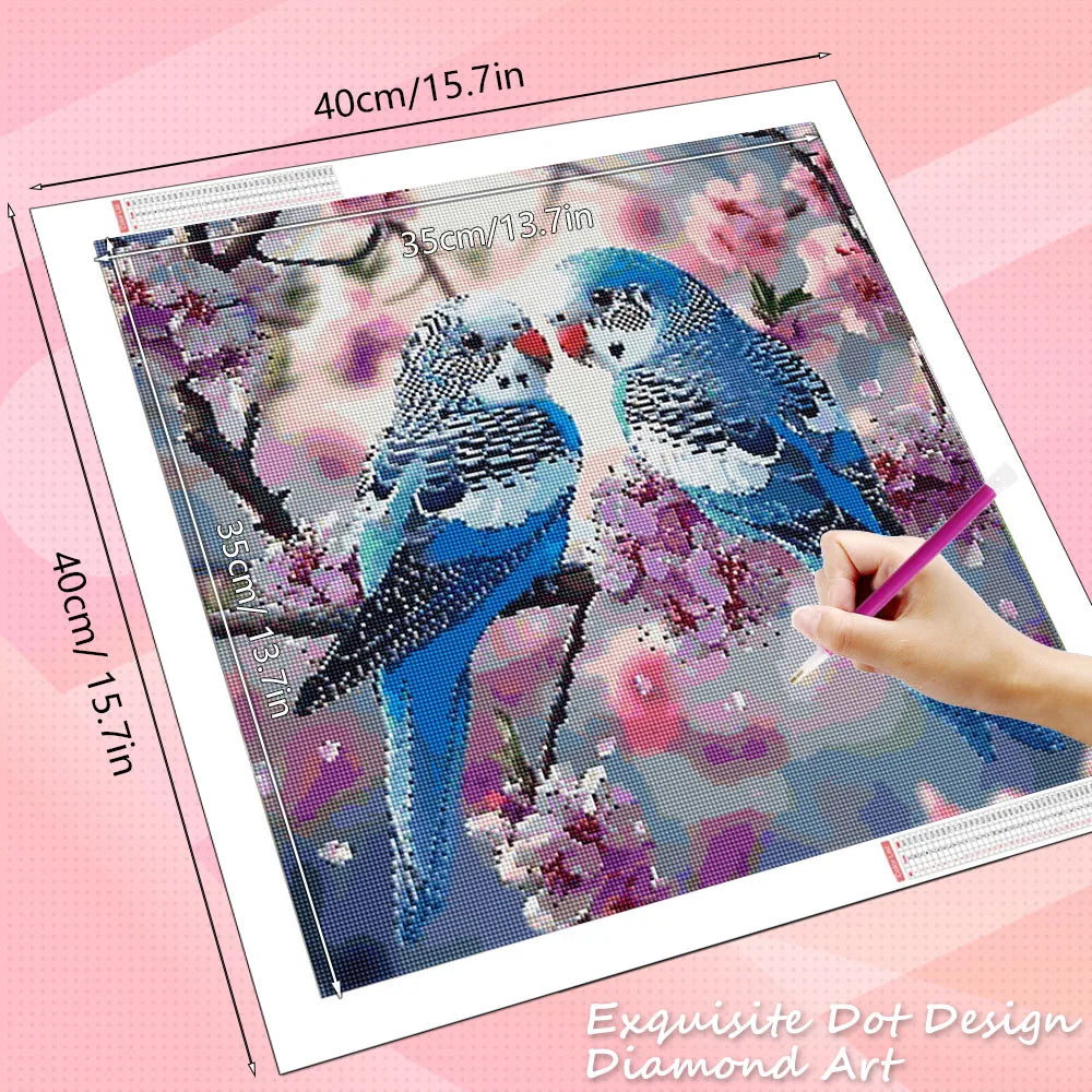 HUACAN Diamond Mosaic Kit Parrot Animal Full Square Round Drill Painting Bird Flower Paintings Home Decor Rhinestones