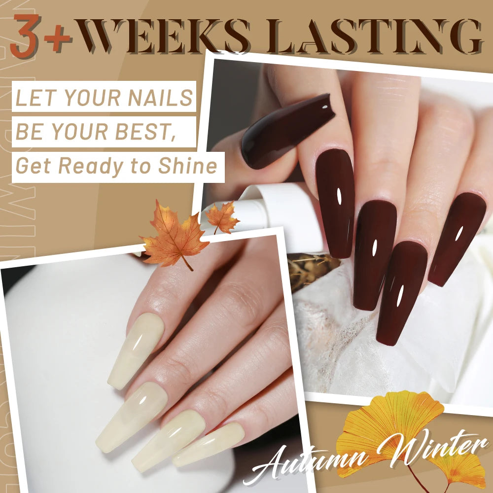 Clou Beaute HEMA TPO FREE Caramel Brown Wine Red Coffee Gel Nail Polish High Pigment Autumn Nail Art Full Coverage UV Varnish