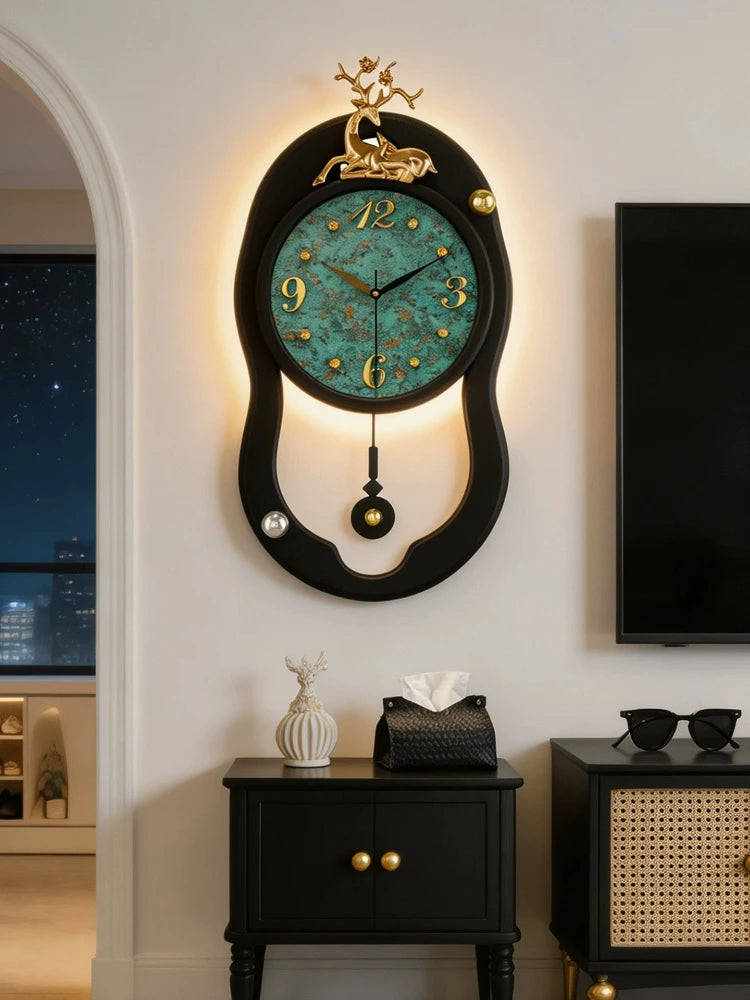 Retro French LED Wall Clock Watch Living Room Mute Pendulum Clock Elegant Taste Family Gift Art Decor Quartz Clock Home Decor