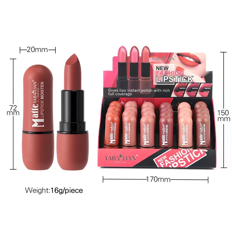6-Color Matte Lipstick Sexy Velvet Lips Smooth Contour Pencil Brown Lip Waterproof Long-Lasting Color Lips Lipgloss Makeup
