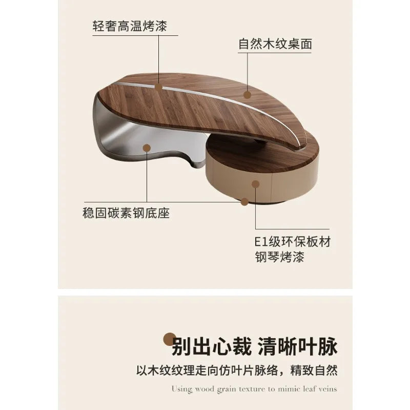 Light luxury solid wood leaf coffee table living room home antique special-shaped coffee table