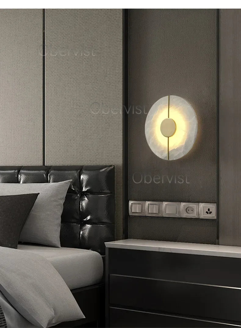 Modern Luxury Creative Marble Wall Light - Alabaster Marble Wall Sconce for Bedroom Bedside Living Room Aisle Indoor Decor